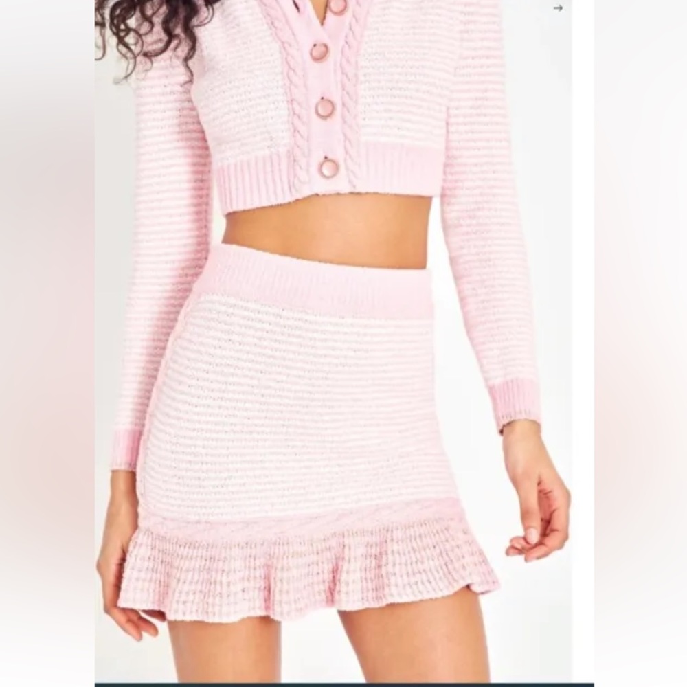LoveShack Fancy Pink Ruffle Knit Skirt S $225